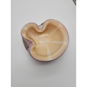 Alfredo Barbini Murano Seashell Bowl/Ashtray Pink w/ Gold Circus Tent Art Glass